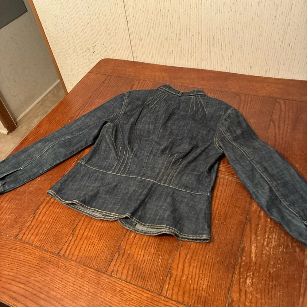 AMI Women's M Denim Jacket Nehru Peplum Waist - Picture 8 of 12